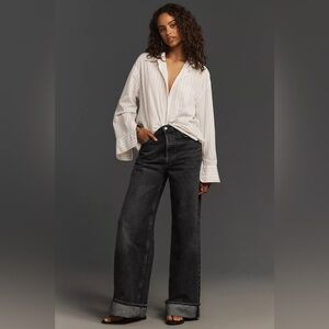 NWT! AGOLDE Anthropologie Carbon Dame High-Rise Wide-Leg Jeans - Size 34 🪝
